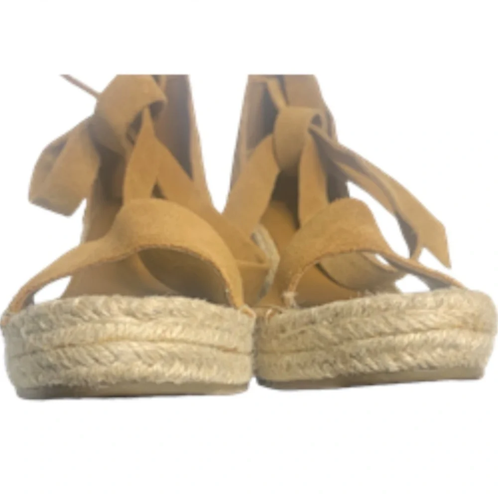 Marc Fisher Espadrilles 9.5 Kaee Wedge Suede Strappy Cruise Vacation Resort